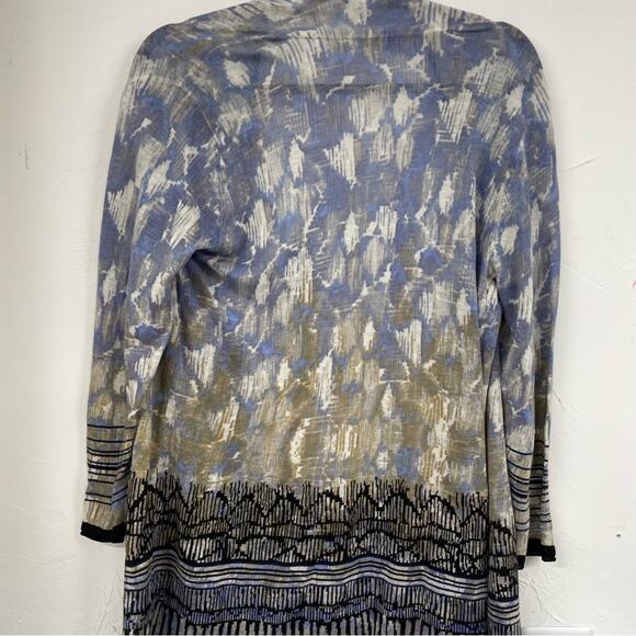Nic & Zoe Blue & Gold Printed Open Front Lightweight Cardigan Sweater Womens S - Picture 7 of 8
